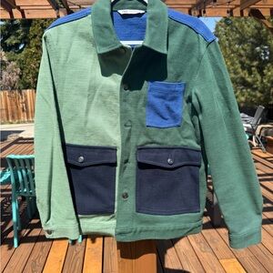 Denim Colorblock Green Jacket with Blue Accents - Zara